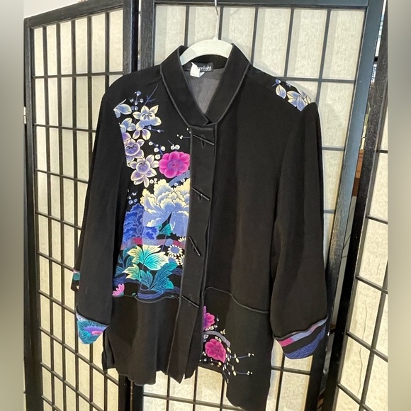 Moonlight Y & S Fashion Design Asian Print Crepe Jacket - Picture 1 of 15
